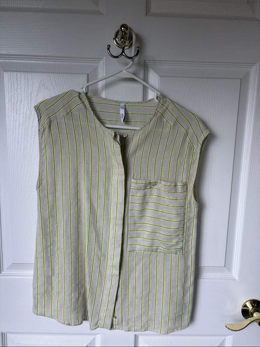 Sleeveless Linen Button Down Top by MNG Suit